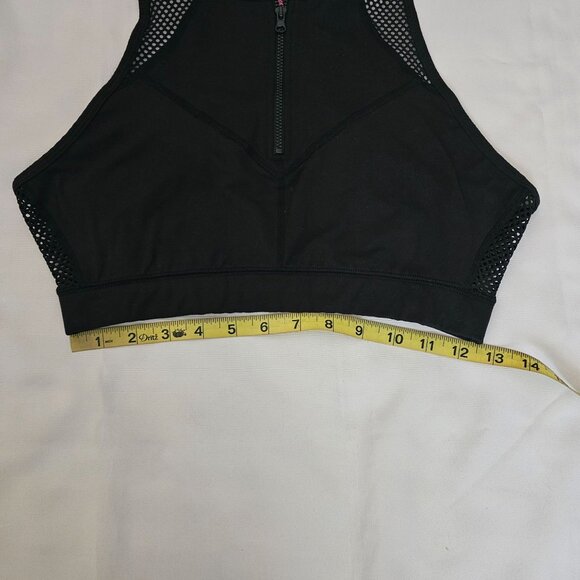 Betsey Johnson Performance Women's Black Zip Front Mesh Yoga Sports Bra Large - Picture 8 of 15
